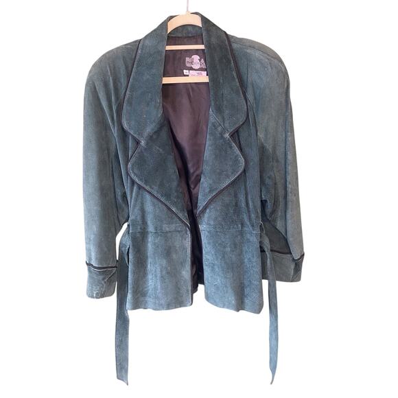 Phoenix Vintage Jacket Womens Size Small Rare Green Suede Coat 90s y2k - Picture 7 of 11